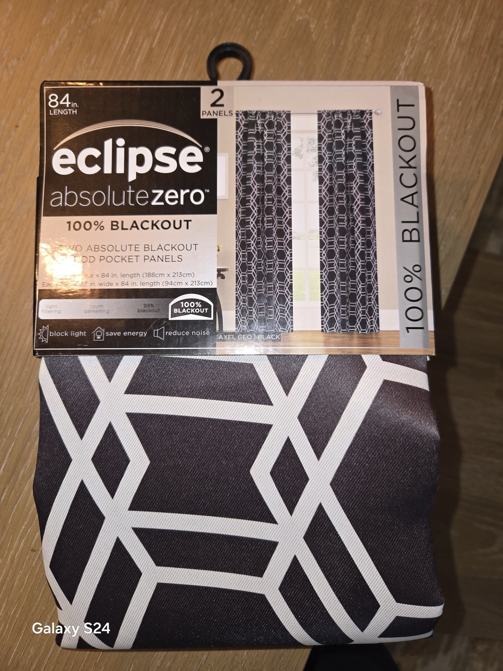 Eclipse Black and White Geometric 100% Blackout Window Panels New Curtains